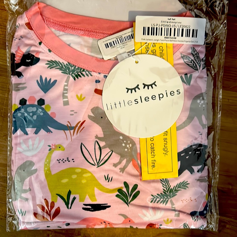 little Sleepies pink (Dino print) pj set